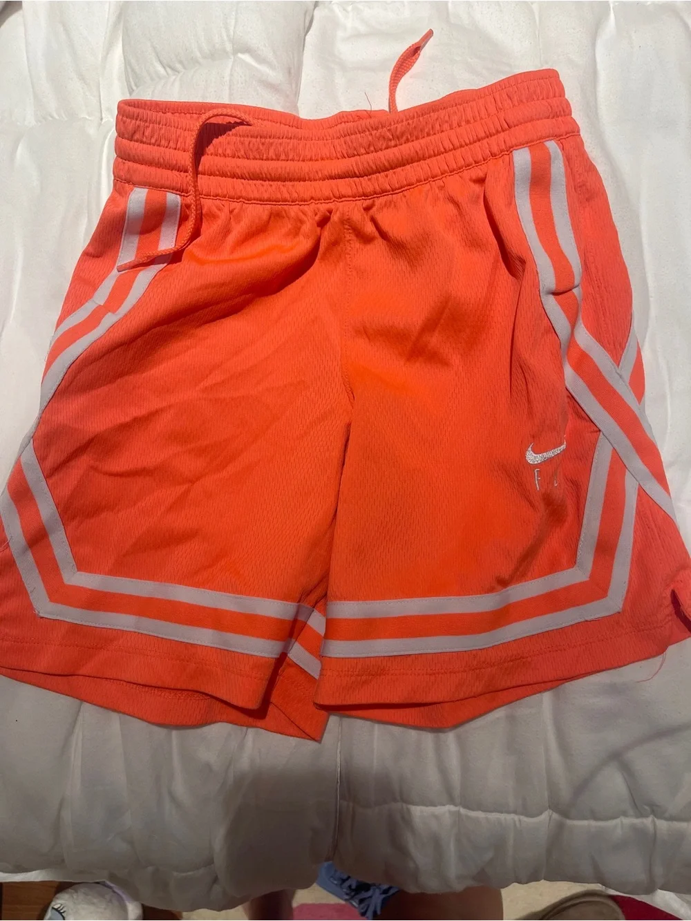 Nike Kids Bright Orange Athletic Shorts with Reflective Trim
